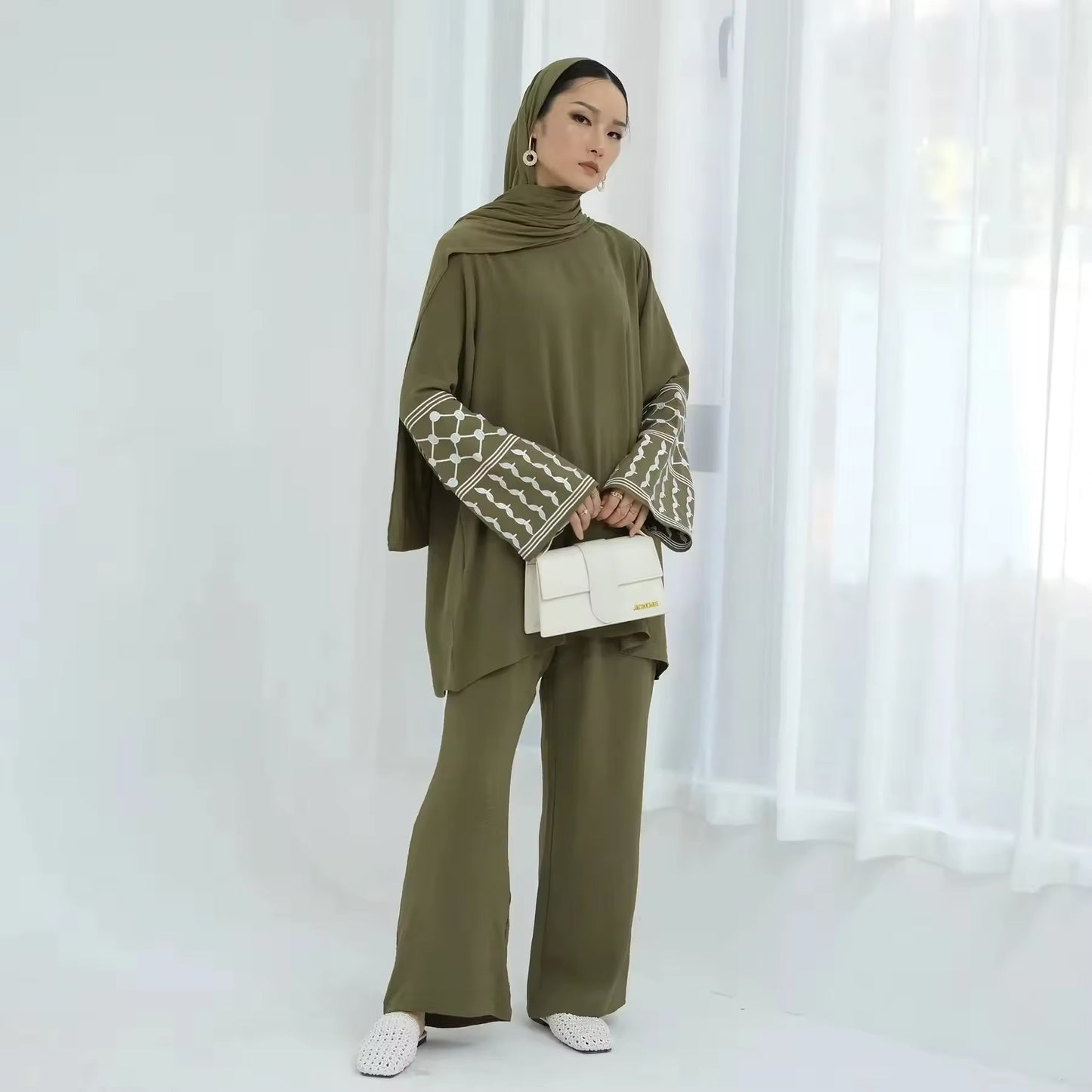 Elegant Set mit Stickdetails – Zweiteiliges Damen-Outfit