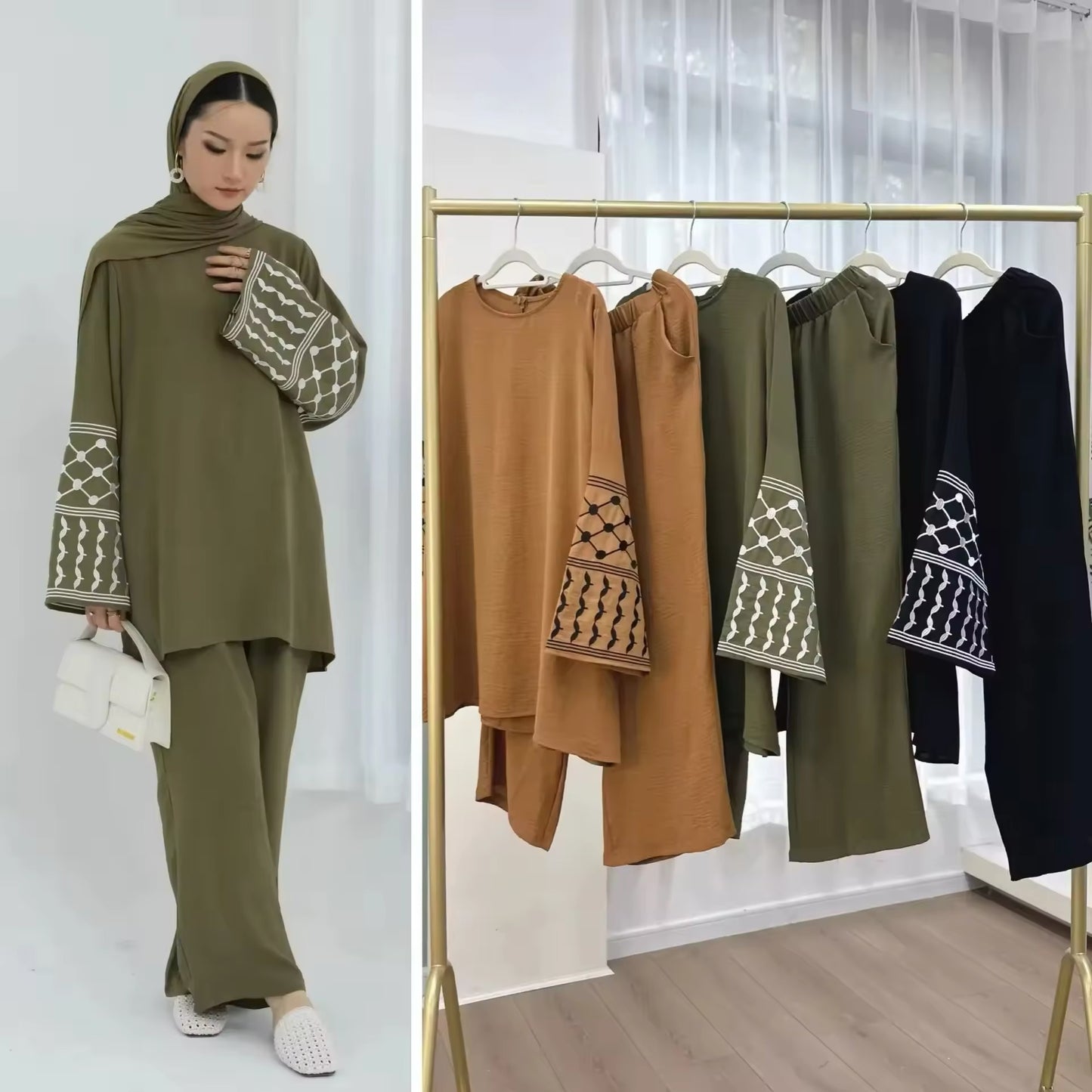 Elegant Set mit Stickdetails – Zweiteiliges Damen-Outfit