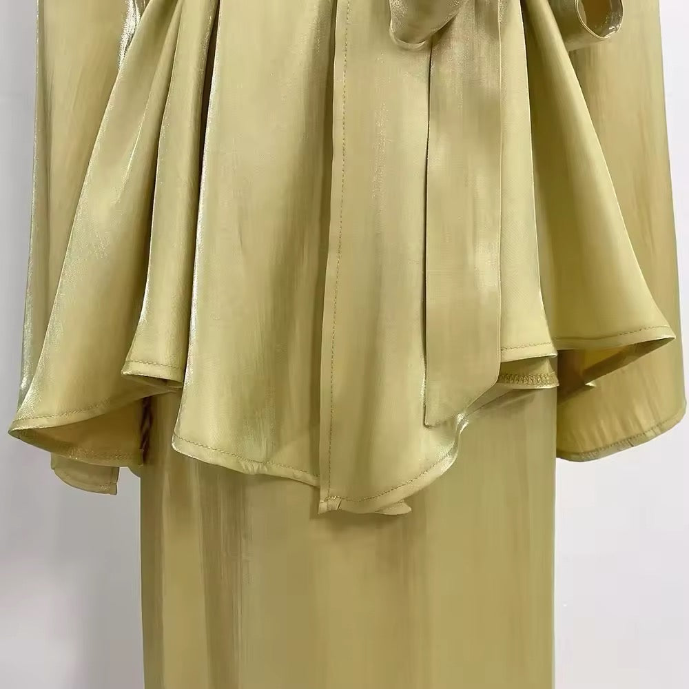 Satin Wickelkleid “Grace” mit Taillengürtel