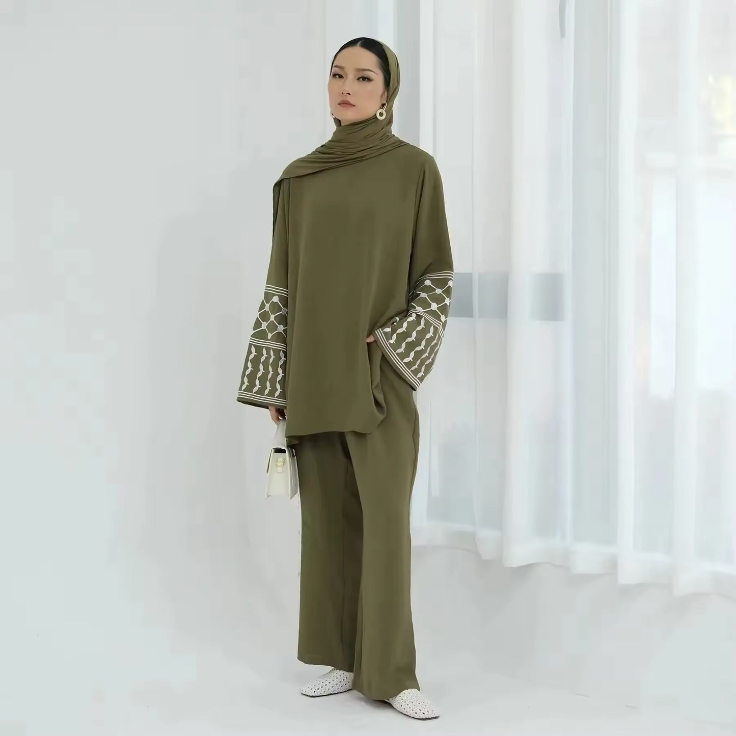 Elegant Set mit Stickdetails – Zweiteiliges Damen-Outfit