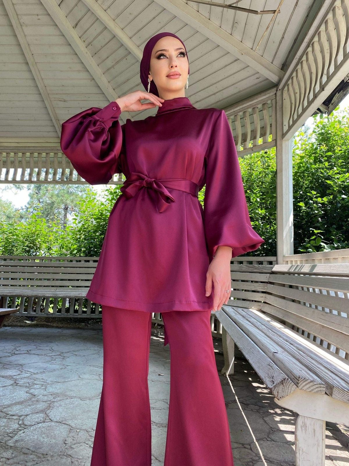 Eleganter Zweiteiler Fließende Tunika & Weite Hose