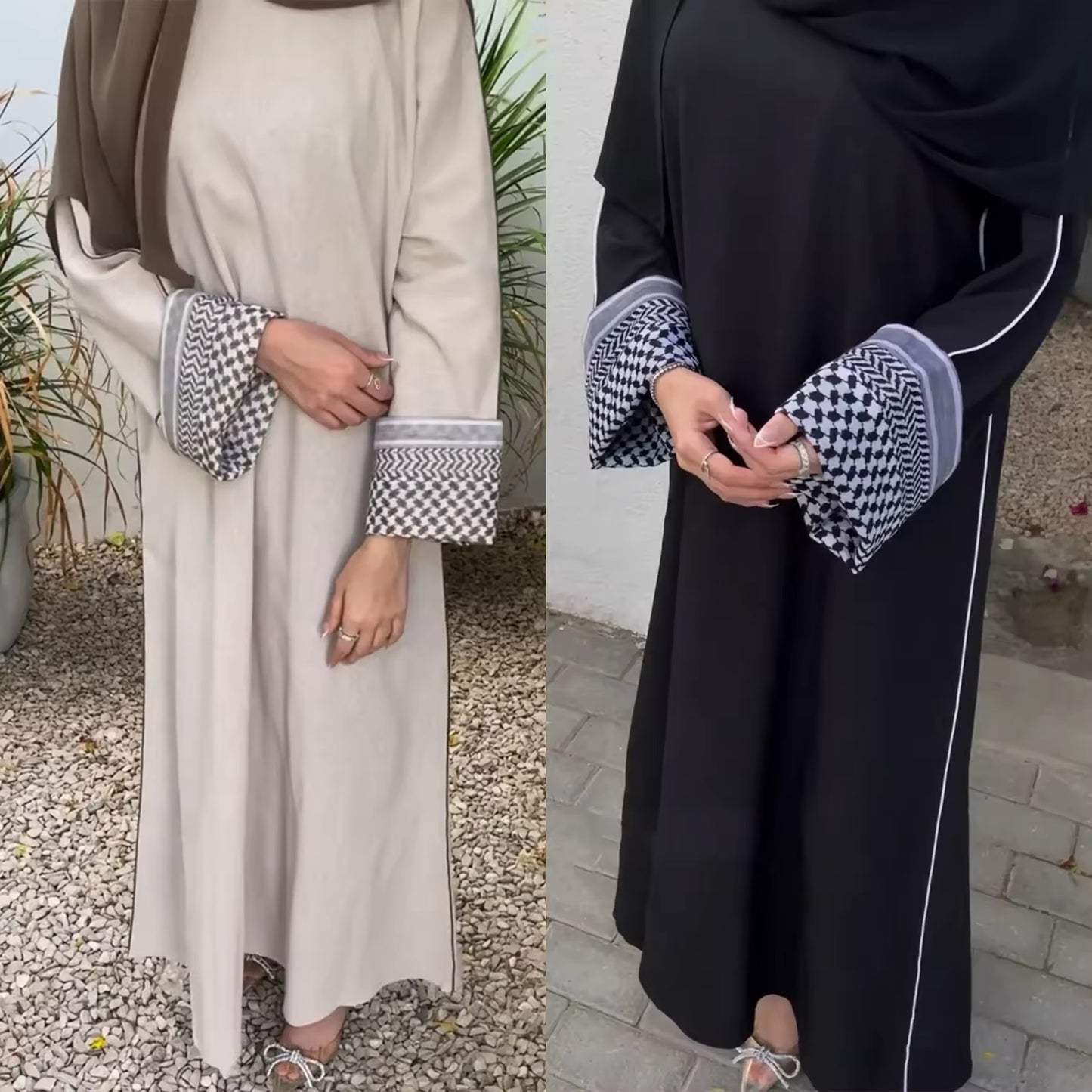 Abaya Harmonie mit Kufiya-Details