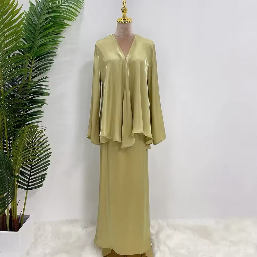 Satin Wickelkleid “Grace” mit Taillengürtel