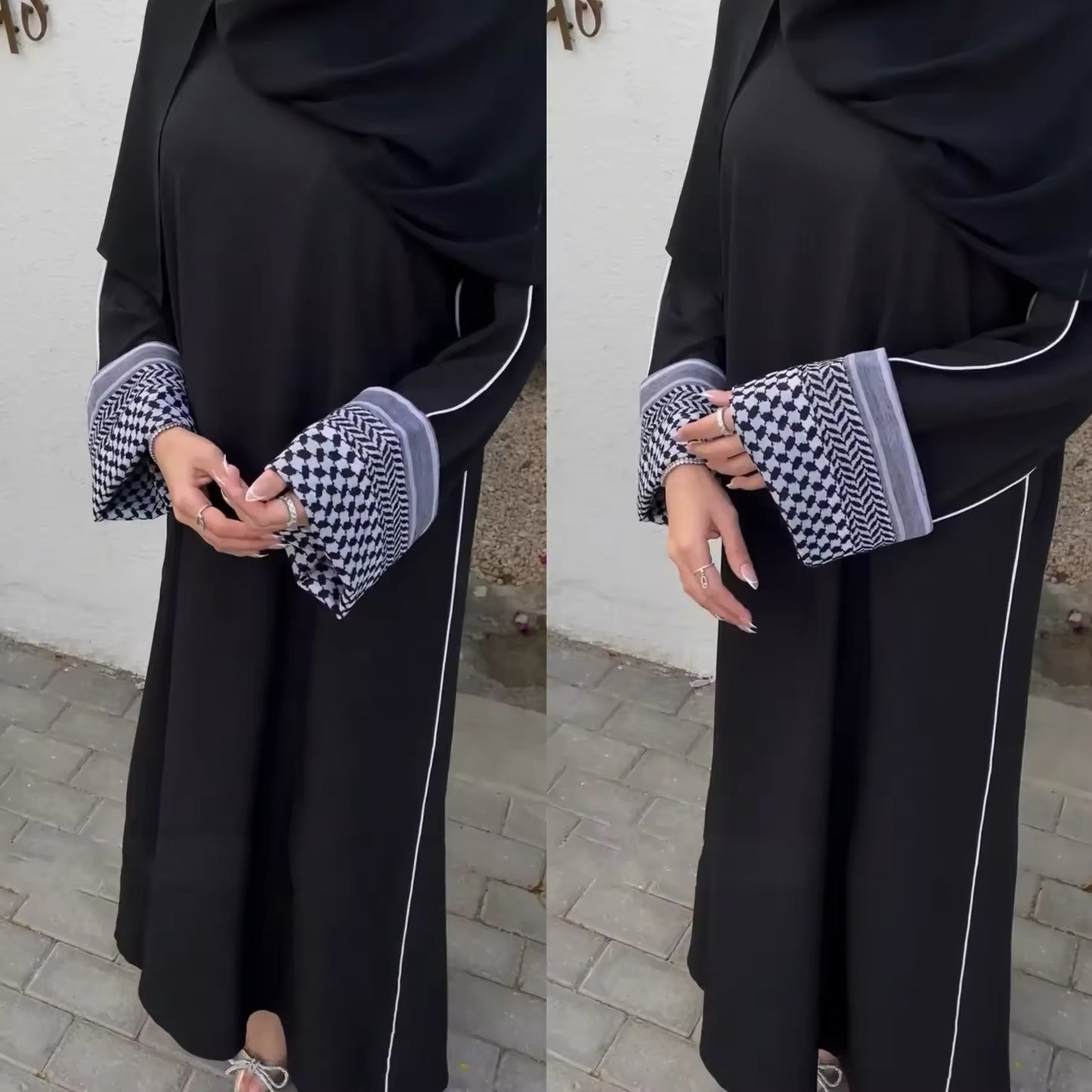 Abaya Harmonie mit Kufiya-Details