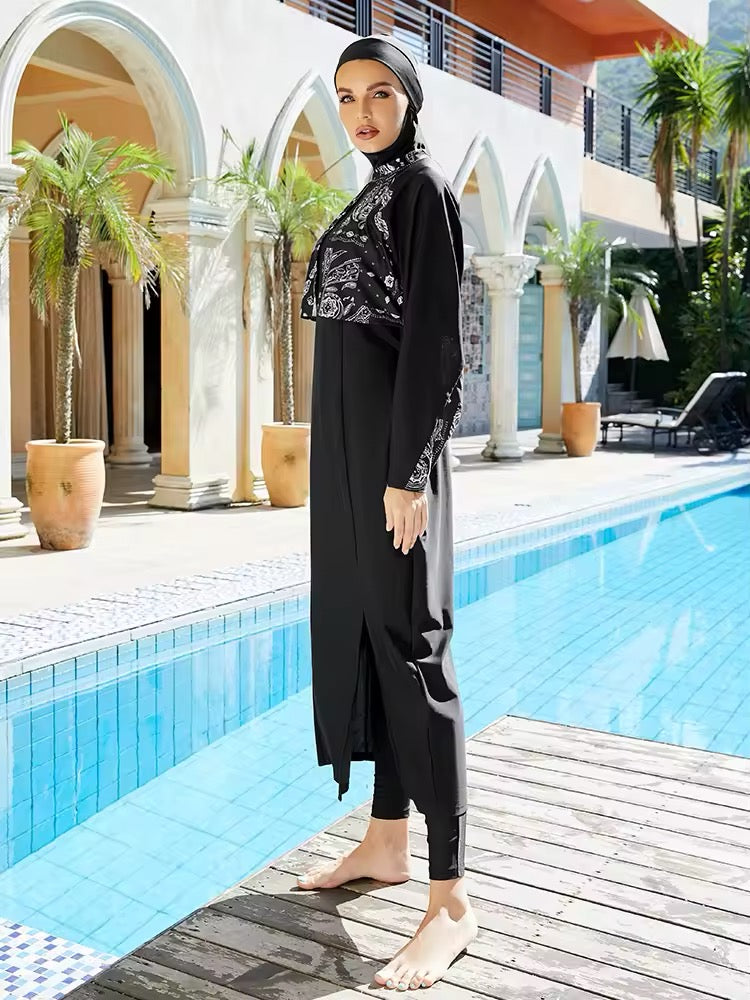 Eleganter Modest Badeanzug Noir Paisley