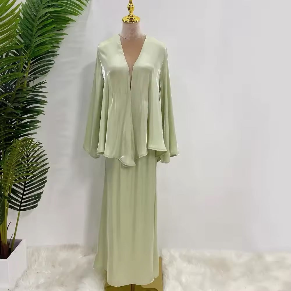 Satin Wickelkleid “Grace” mit Taillengürtel