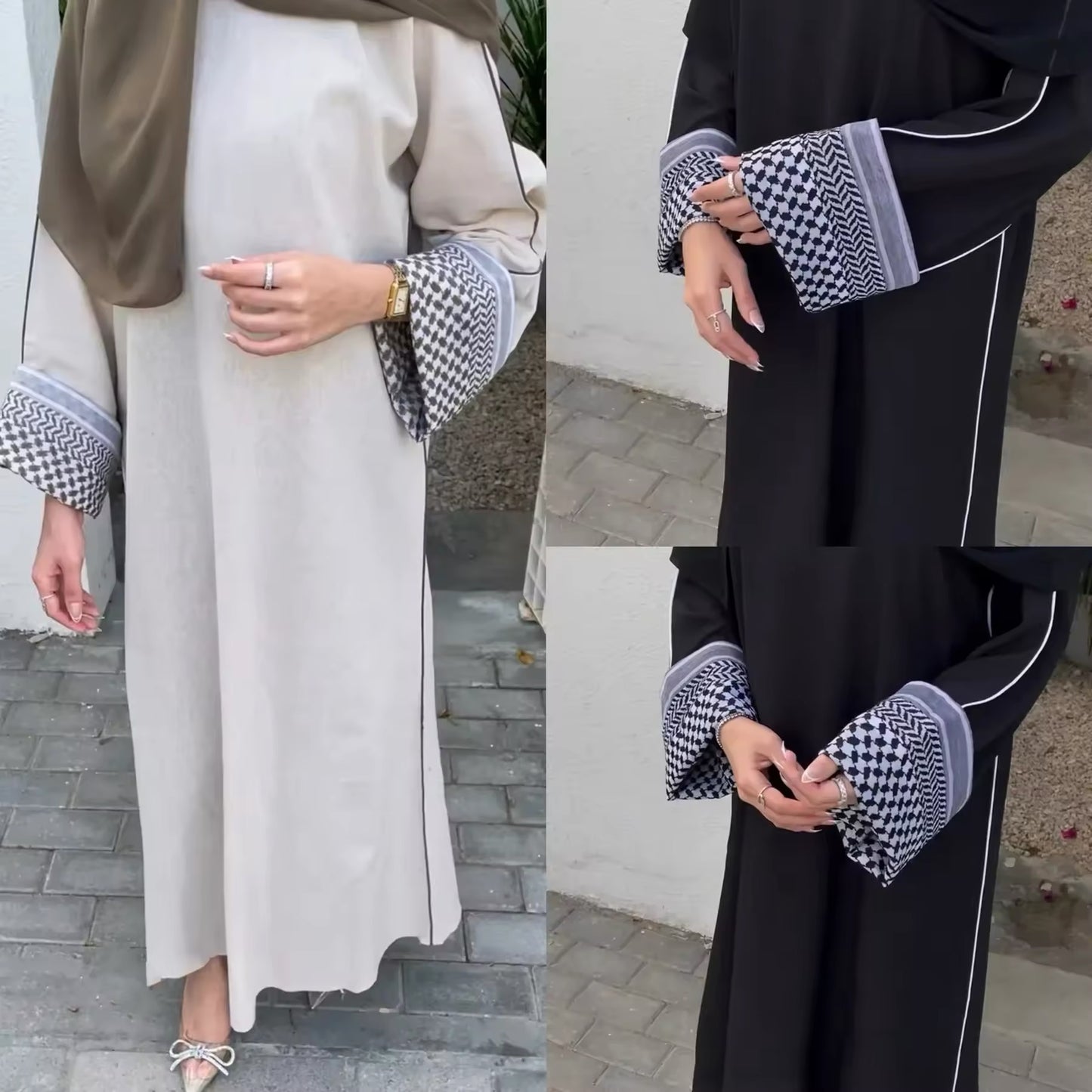 Abaya Harmonie mit Kufiya-Details