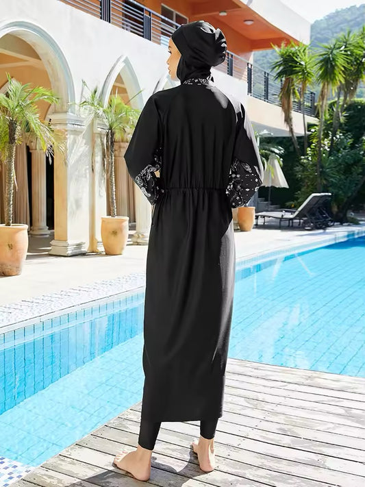 Eleganter Modest Badeanzug Noir Paisley