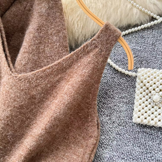 Zweiteiliges Strick-Set Maxikleid und Cardigan in drei Farben