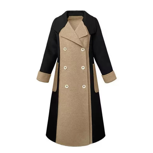 Winter Trenchcoat Damen Beige & Schwarz