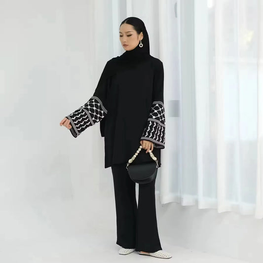 Elegant Set mit Stickdetails – Zweiteiliges Damen-Outfit