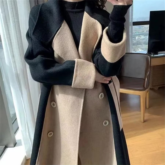 Winter Trenchcoat Damen Beige & Schwarz