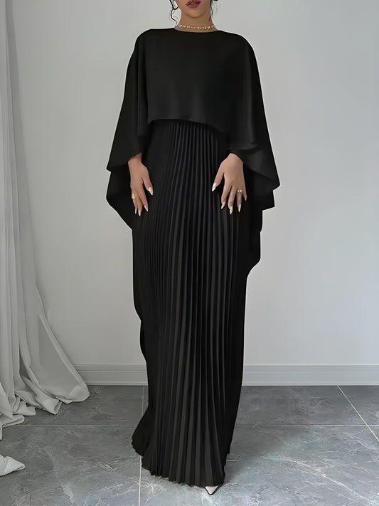 Plissee Cape-Kleid Zeitlose Eleganz trifft auf Modernen Chic