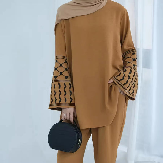 Elegant Set mit Stickdetails – Zweiteiliges Damen-Outfit