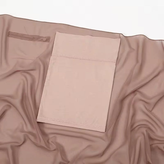 Serenity Chic Satin Hijab in Schwarz, Weiß, Beige & Khaki