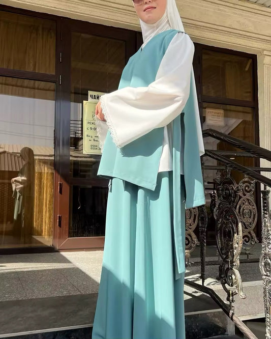 Elegantes Damen-Maxikleid mit Weste in Mintgrün