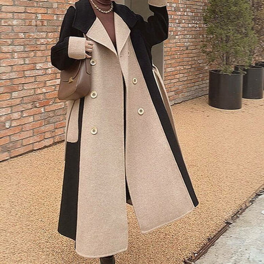 Winter Trenchcoat Damen Beige & Schwarz