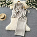 Zweiteiliges Strick-Set Maxikleid und Cardigan in drei Farben