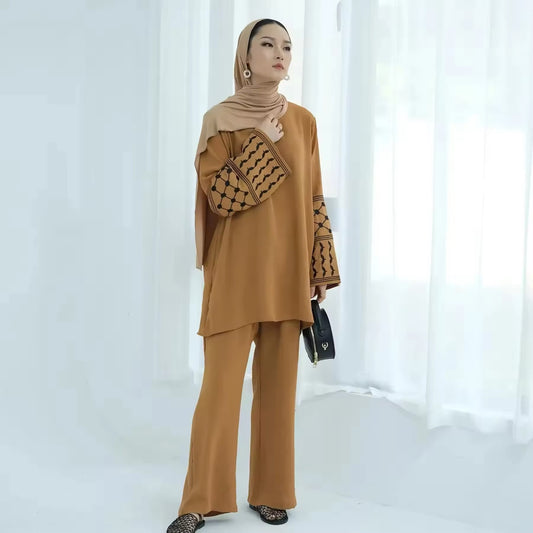 Elegant Set mit Stickdetails – Zweiteiliges Damen-Outfit