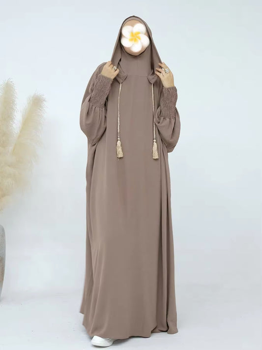 Premium Khimar Abaya mit Quasten – Beige oder Grün