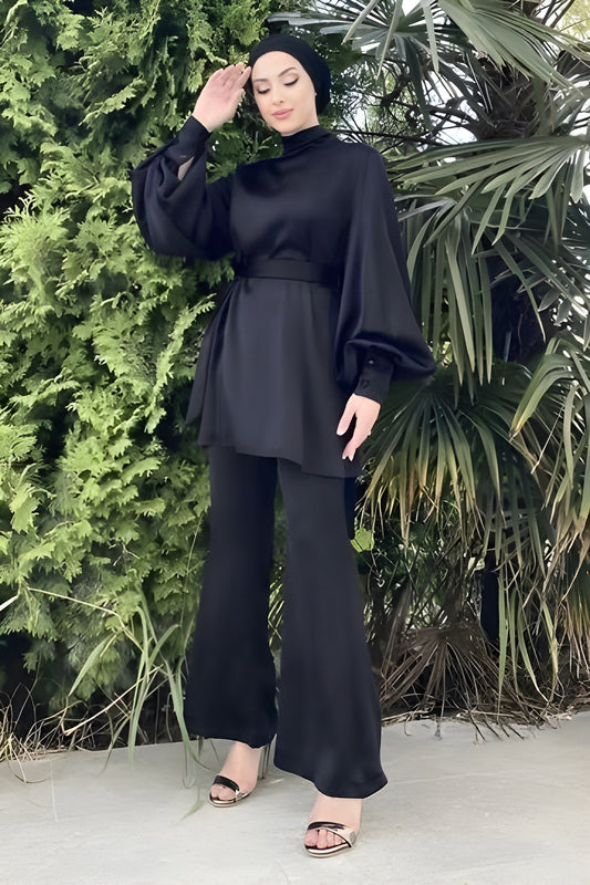 Eleganter Zweiteiler Fließende Tunika & Weite Hose