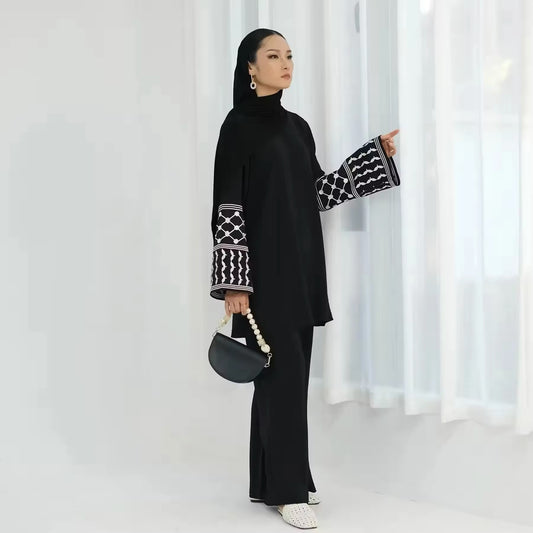 Elegant Set mit Stickdetails – Zweiteiliges Damen-Outfit