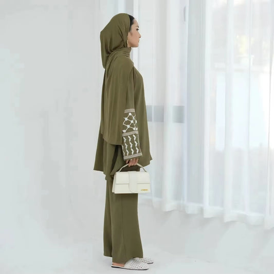 Elegant Set mit Stickdetails – Zweiteiliges Damen-Outfit