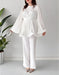 Elegante Plissee-Bluse mit Schlaghose Zweiteiler Set