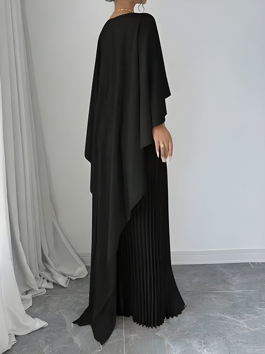 Plissee Cape-Kleid Zeitlose Eleganz trifft auf Modernen Chic