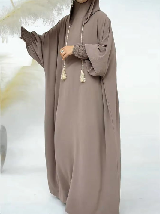 Premium Khimar Abaya mit Quasten – Beige oder Grün
