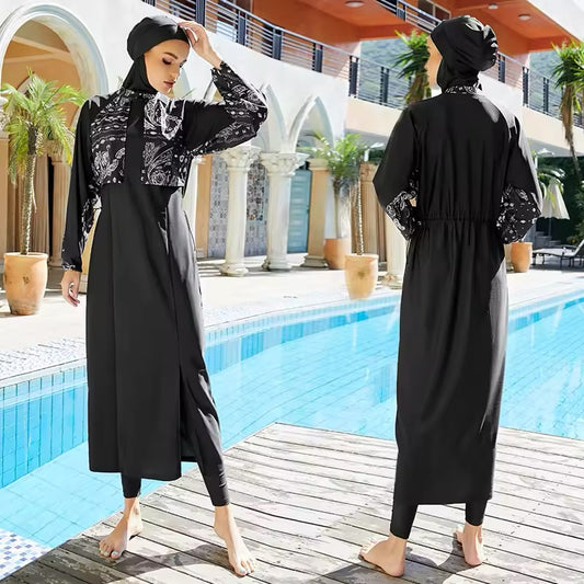Eleganter Modest Badeanzug Noir Paisley
