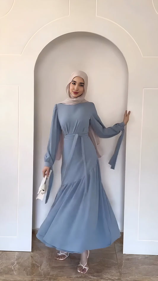 Elegantes Maxikleid in Mauve mit Taillengürtel