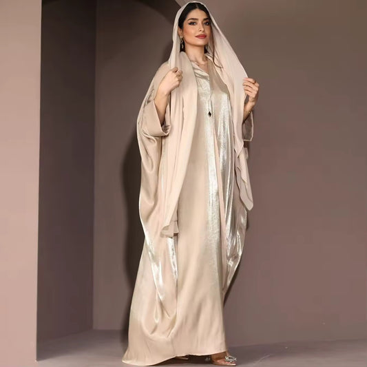 Dubai Luxe Schimmer-Abaya in Champagnergold