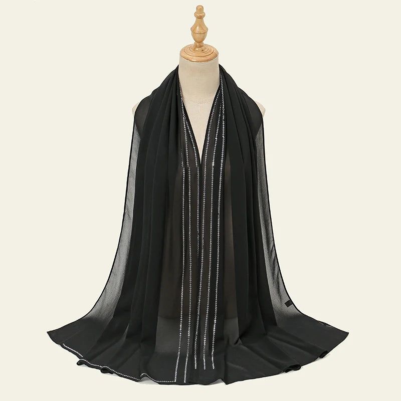 Rhinestone chiffon hijab
