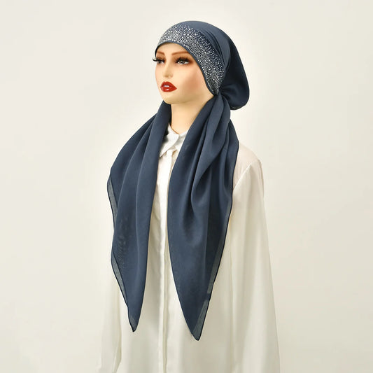 Diamond elastic hijab cap