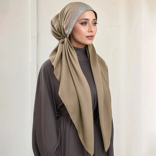 Diamond elastic hijab cap