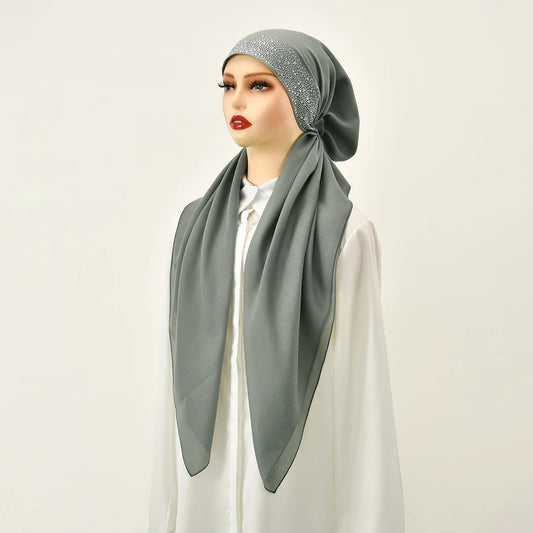 Diamond elastic hijab cap