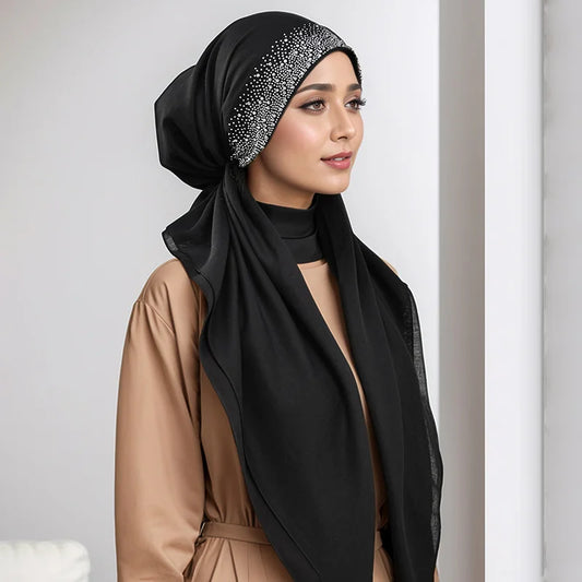 Diamond elastic hijab cap