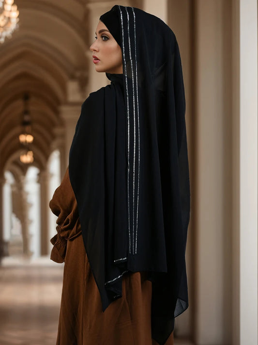 Rhinestone chiffon hijab
