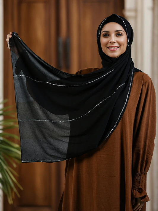 Rhinestone chiffon hijab