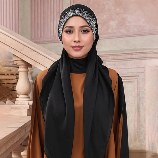 Diamond elastic hijab cap