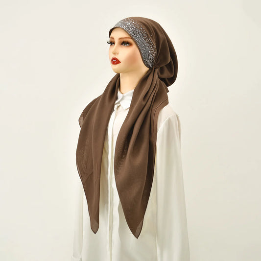 Diamond elastic hijab cap