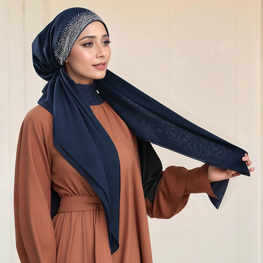 Diamond elastic hijab cap